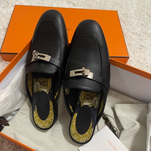 Hermes Black Leather Mules - Picture 1 of 9